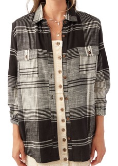 O'Neill Women's Brooks Flannel Oversized Shirt, Small, Gray