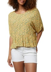 O'Neill Wynde Flounce Hem Floral Woven Top in Mimosa at Nordstrom