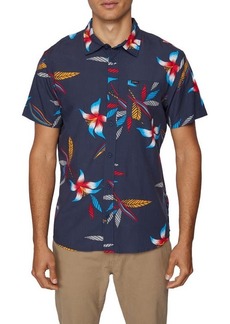 O'Neill Yabro Hibiscus Short Sleeve Button-Up Shirt in Navy at Nordstrom