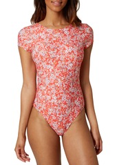 O'Neill Balian Piper Ditsy Cap Sleeve One-Piece Swimsuit in Bittersweet Piper Ditsy at Nordstrom