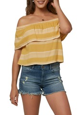 O'Neill Stripe Off the Shoulder Top in Mimosa at Nordstrom