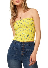 O'Neill Victory Smocked Strapless Top in Bright Lemon at Nordstrom