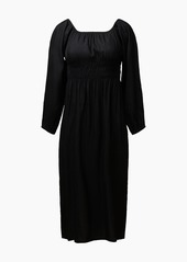 Onia Air Linen Smocked Long Sleeve Dress - Black - XS