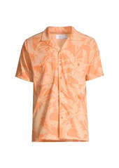 Onia Leaf-Print Stretch Chambray Camp Shirt