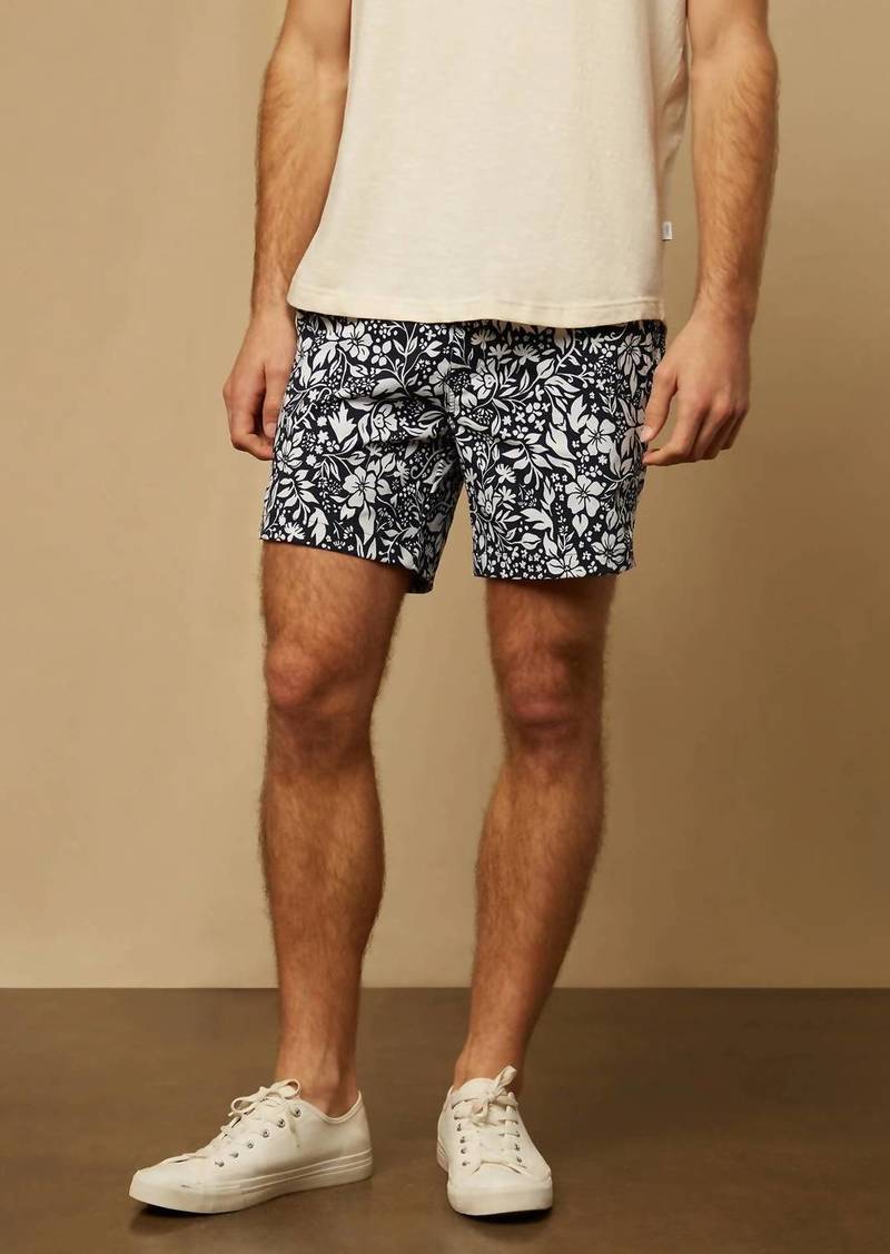 Onia Men Elastic Calder 6 Swim Trunks In Navy/white Botanic Silhouettes