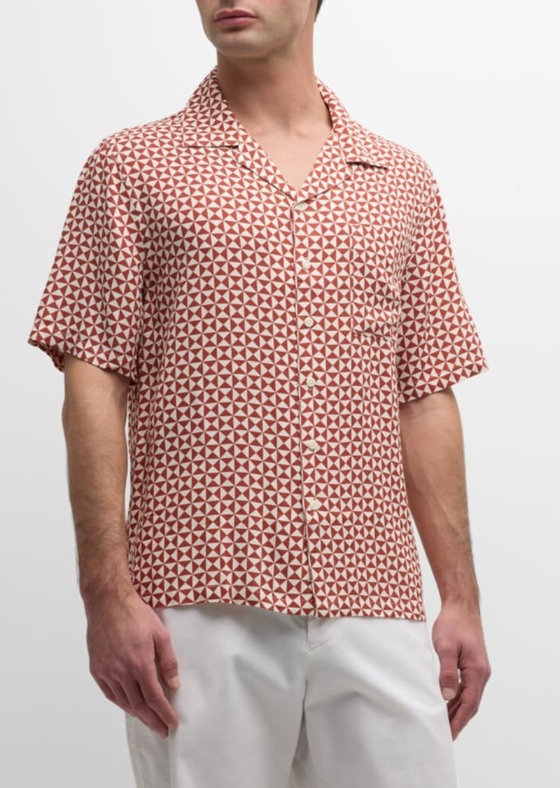 Onia Men's Geometric-Print Short-Sleeve Camp Shirt