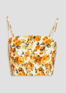 Onia - Air cropped floral-print linen-blend top - Orange - XS