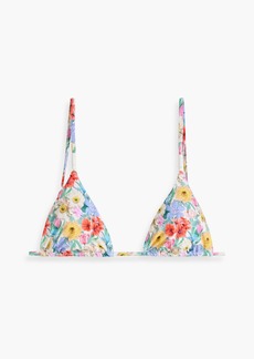Onia - Alexa floral-print triangle bikini top - Blue - M