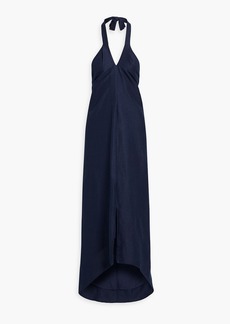 Onia - Asymmetric linen-blend halterneck maxi dress - Blue - L