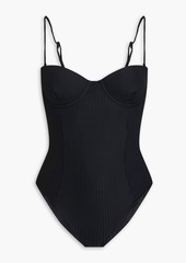 Onia - Belle cutout ribbed underwired swimsuit - Black - XS