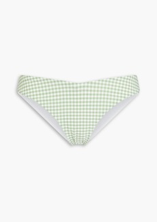 Onia - Chiara gingham stretch-seersucker low-rise bikini briefs - Green - XS