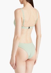 Onia - Chiara gingham stretch-seersucker low-rise bikini briefs - Green - XS