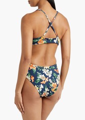 Onia - Cutout floral-print swimsuit - Blue - XS