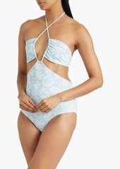 Onia - Cutout printed swimsuit - Blue - XS