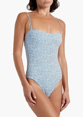 Onia - Estelle cutout floral-print swimsuit - Blue - XS