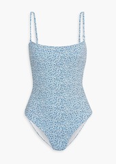 Onia - Estelle cutout floral-print swimsuit - Blue - XS