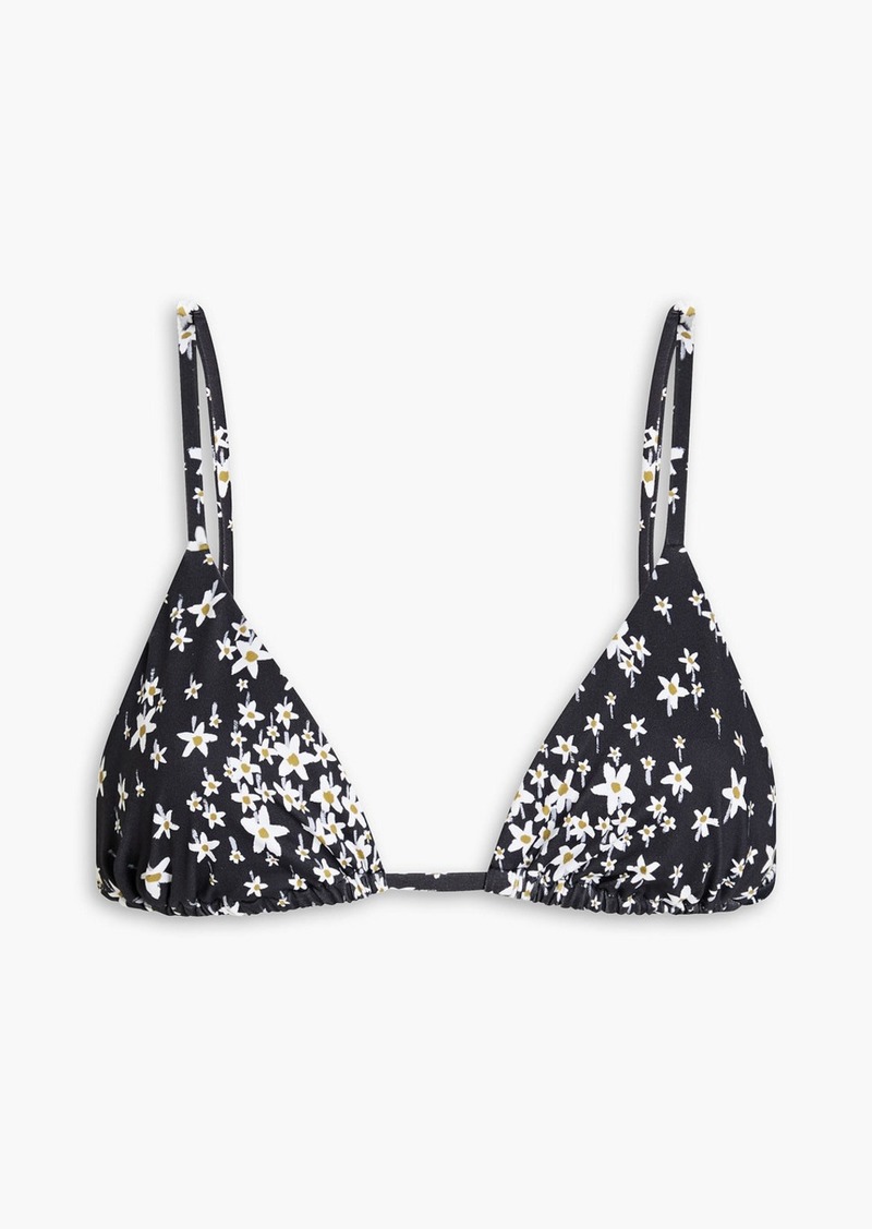 Onia - Floral-print triangle bikini top - Black - S
