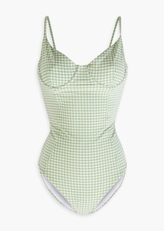 Onia - Gingham stretch-seersucker swimsuit - Green - XS