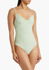 Onia - Gingham stretch-seersucker swimsuit - Green - S