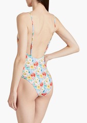 Onia - Juliette embellished floral-print swimsuit - Pink - S