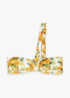 Onia - Lauren one-shoulder floral-print bandeau bikini top - Yellow - L