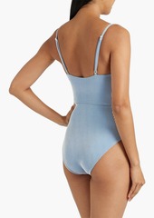 Onia - Lola striped stretch-jacquard swimsuit - Blue - S