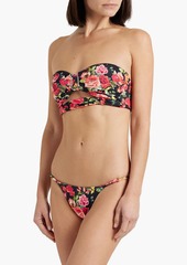 Onia - Cutout floral-print bandeau bikini top - Black - XS