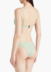 Onia - Marilyn gingham stretch-seersucker underwired bikini top - Green - L