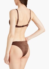 Onia - Marilyn metallic stretch-jersey underwired bikini top - Brown - XL