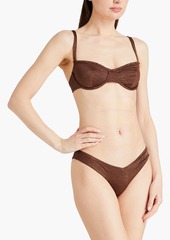 Onia - Marilyn metallic stretch-jersey underwired bikini top - Brown - XL