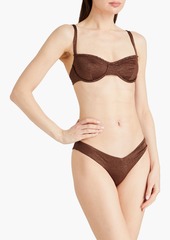 Onia - Metallic stretch-jersey low-rise bikini briefs - Brown - S
