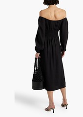 Onia - Air off-the-shoulder shirred linen-blend midi dress - Black - XS