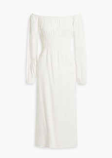 Onia - Air off-the-shoulder shirred linen-blend midi dress - White - XS