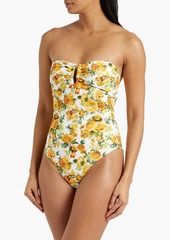 Onia - Pauline cutout floral-print swimsuit - Yellow - XS