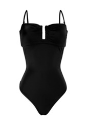 Onia - Pauline cutout gathered swimsuit - Black - XS