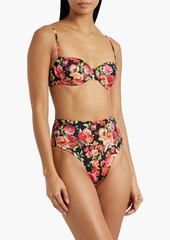 Onia - Sabrina floral-print high-rise bikini briefs - Black - XS