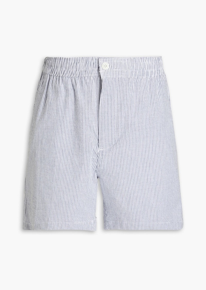 Onia - Striped cotton-blend seersucker shorts - Blue - S