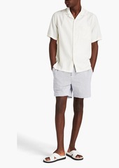 Onia - Striped cotton-blend seersucker shorts - Blue - S