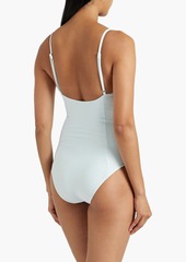 Onia - Striped stretch-seersucker swimsuit - Blue - M