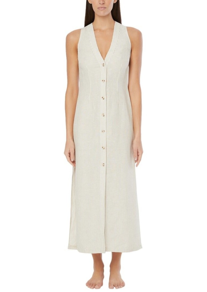 Onia Air Linen-Blend Button Down Maxi Dress