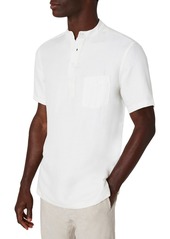 Onia Anthony Short Sleeve Pocket Linen Henley in Off-White at Nordstrom