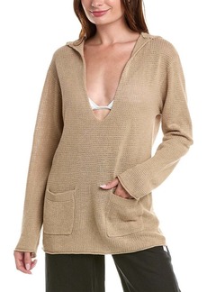 Onia Linen Knit V-Neck Hoodie