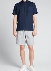 Onia Men's Josh Linen-Cotton Chambray Shirt w/ Pocket