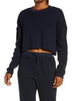 Onia Waffle Knit Cotton Crop Top in Deep Navy at Nordstrom