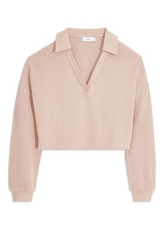 Onia Waffle Knit Crop Polo in Blush at Nordstrom