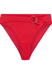 Onia Woman Anais Belted Stretch-jacquard High-rise Bikini Briefs Red