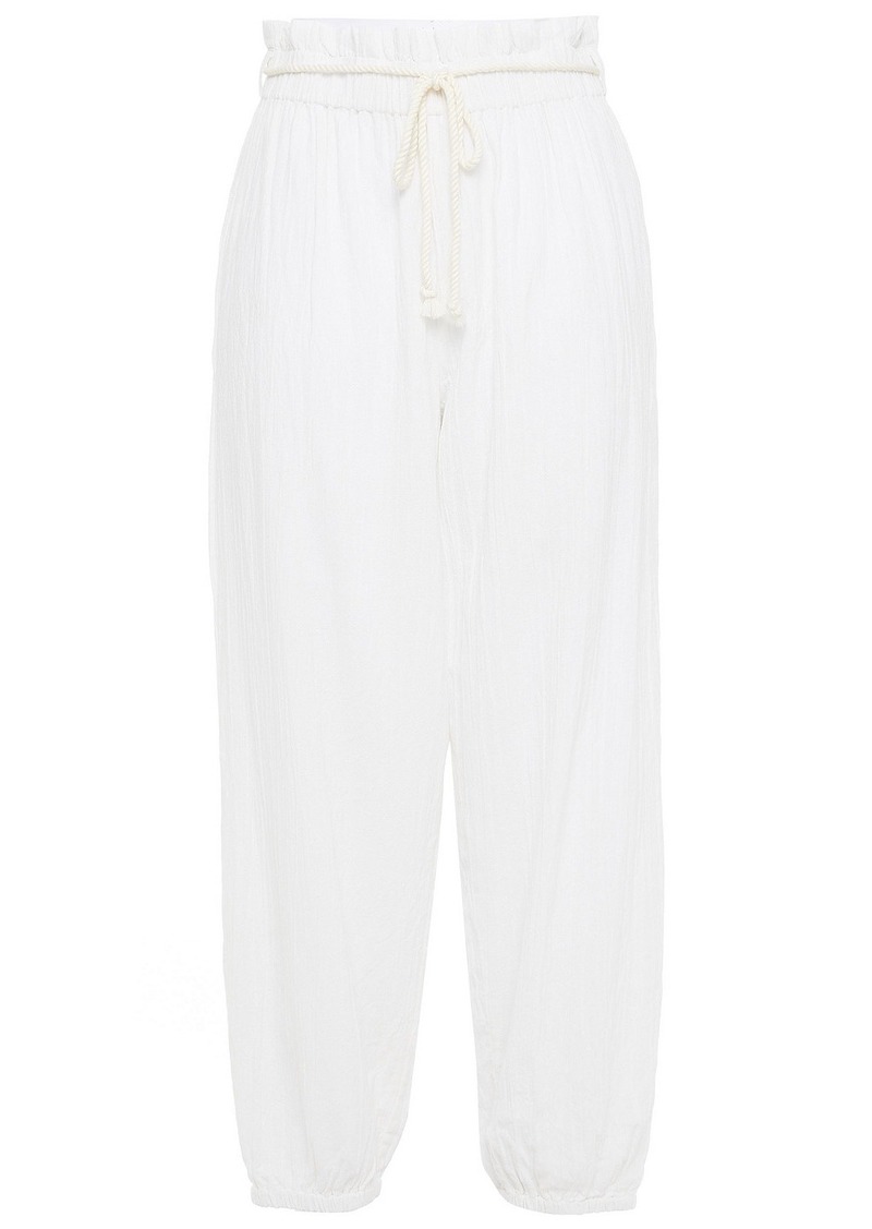 Onia - Cropped crinkled cotton-gauze tapered pants - White - XS