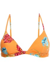 Onia Woman Danni Floral-print Ribbed Triangle Bikini Top Orange