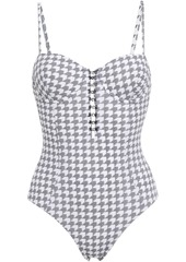 Onia Woman Diana Houndstooth Textured Swimsuit Gray