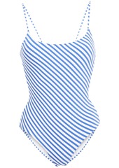 Onia Woman Gabriella Metallic Striped Swimsuit Blue